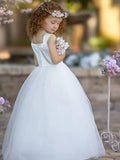 Vestidos de tul blanco sin mangas para bodas, fiestas de cumpleaños, banquetes, princesas, comunión, personalizados, para niñas de las flores. 