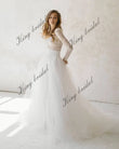 Off white tulle wedding dress lace wedding gown bohemian bridal separates Two piece  simple wedding dresses