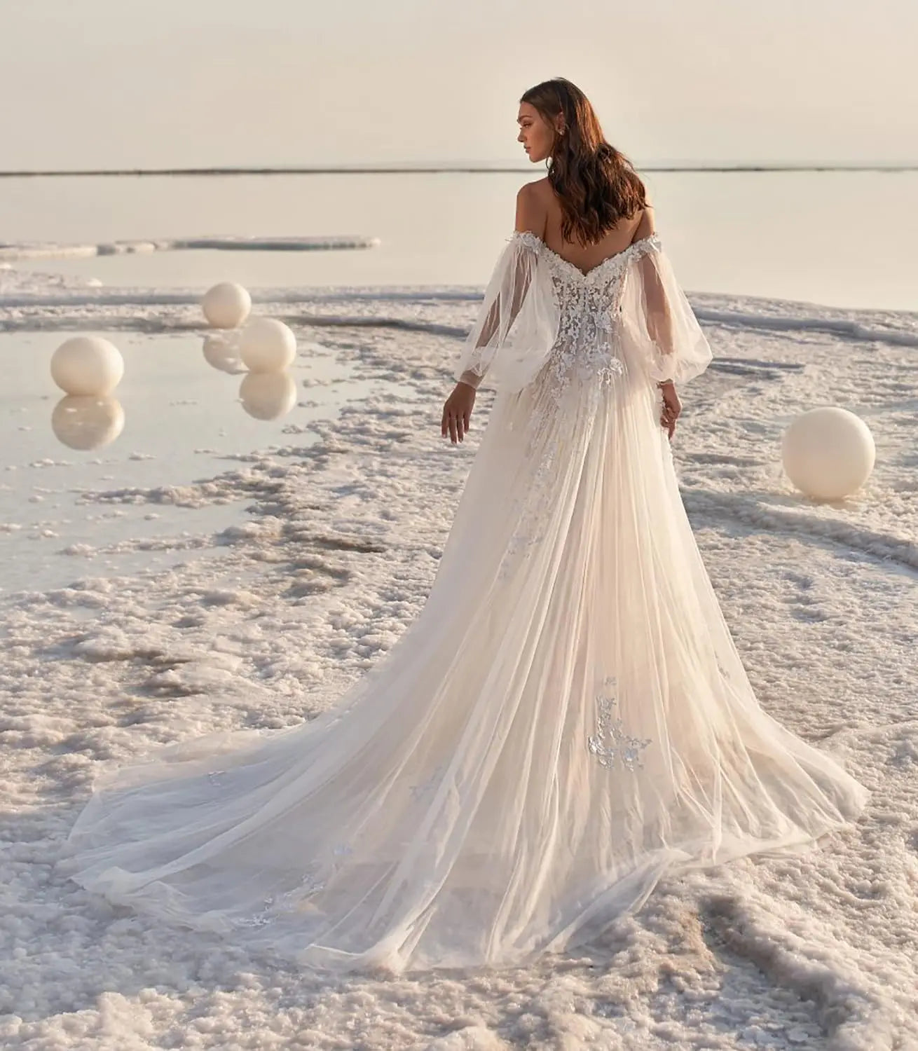 Vestidos de novia con apliques de encaje para novia 2025, vestidos de novia para bodas en la playa para mujeres, vestido de novia de talla grande 