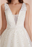 Women's Wedding Dress for Bride Lace Applique Evening Dress V Neck Straps Ball Gowns simple wedding white dress