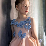 Mit Schleifen Satin Knielang Mädchen Kinder Geburtstagsfeier Erstkommunion Kleider Elegante Blumenmädchenkleider für Hochzeit 