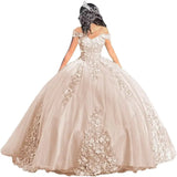 Luxury Off Shoulder Quinceanera Dresses Puffy Floral Lace Beaded Prom Dresses Sweet 15 16 Ball Gown with Train Quinceanera Gowns