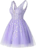 V Neck Short Homecoming Dresses for Teens Lace Tulle Prom Dress Cocktail Party Dress short prom dress  party dresses