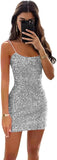 Women's Sparkly Sequin Homecoming Dresses for Teens Spaghetti Strap Tight Short Corset Prom Dresses formal dress  evening gown