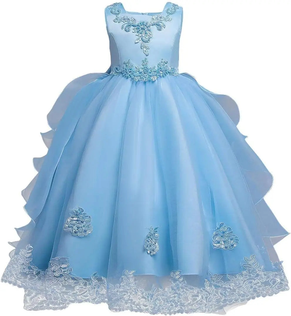 Blumenmädchenkleid Prinzessin Puffy Tüllkleider Brautjungfer Hochzeit Kommunion Geburtstagsfeier Festzug Maxi Ballkleid für Kinder
