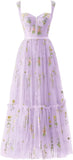 Custom Made Women's Flower Embroidery Tulle Prom Dresses Tea Length Corset A Line Fairy Formal Evening Party Gown Bridesmaid