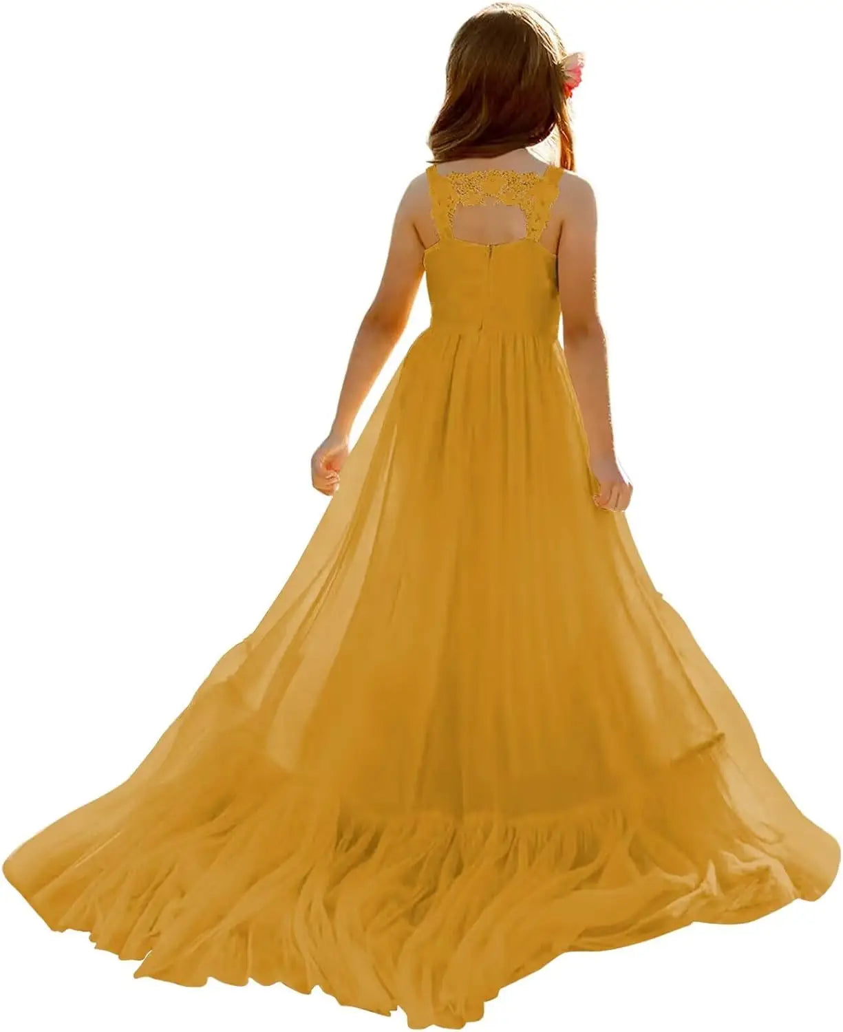 Boho Flower Girl Dress for Wedding 2025 Floor Length Elegant Lace Applique First Communion Dresses