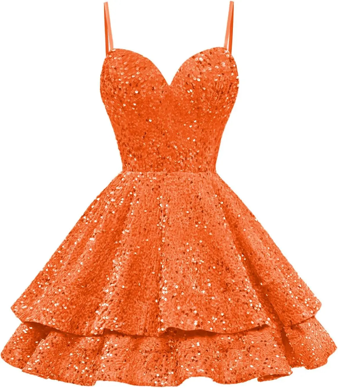 Tiered Sequin Homecoming Dresses Short for Teens 2025 Spaghetti Straps A-Line Prom Dress mini dress  party dresses