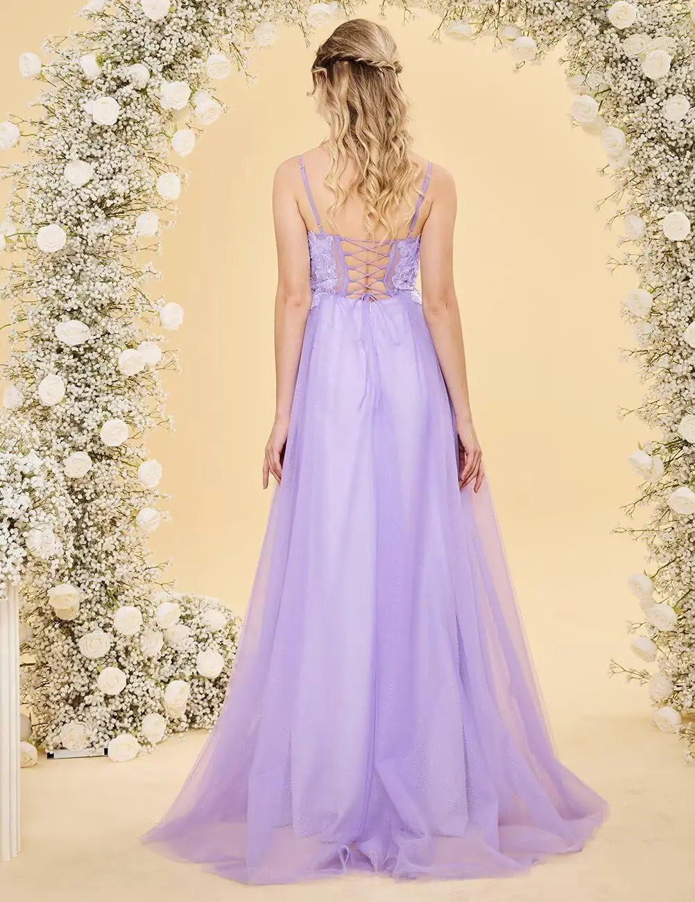 Vestidos de fiesta de tul con escote en V profundo para mujer, tirantes finos, apliques de encaje, vestidos de noche largos de corte A 