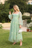 Hot Sale Fairy Green Floral Embroidery Prom Dress with Back Lacing-Elegant Sweetheart Evening Gown for Women Party & Weddings