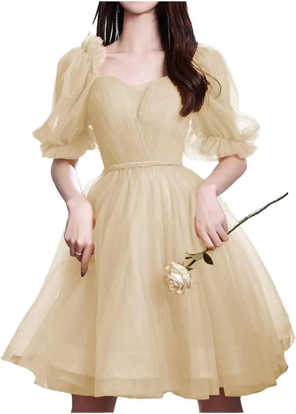 Maßgefertigtes Tüll-Abschlussballkleid für Frauen, kurzes Sweetheart-Puffärmel-Heimkehrkleid, Cocktailkleid, Minikleid, Partykleid 