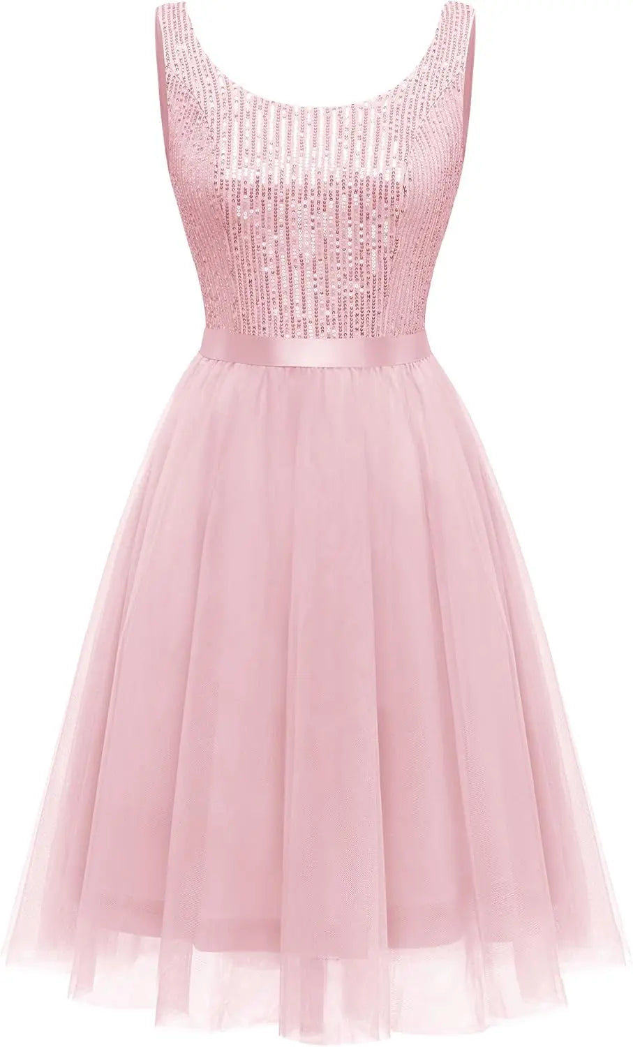 Sequin Dress for Woman Vintage A Line Wedding Formal Swing Mesh Prom Dress Sleeveless Cocktail Maxi Gowns