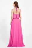 Glamour Chiffon Bridesmaid Dress A Line Sleeveless Ruffles Formal Evening Dresses Gowns