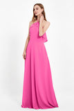 Glamour Chiffon Bridesmaid Dress A Line Sleeveless Ruffles Formal Evening Dresses Gowns