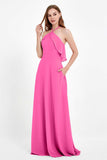 Glamour Chiffon Bridesmaid Dress A Line Sleeveless Ruffles Formal Evening Dresses Gowns