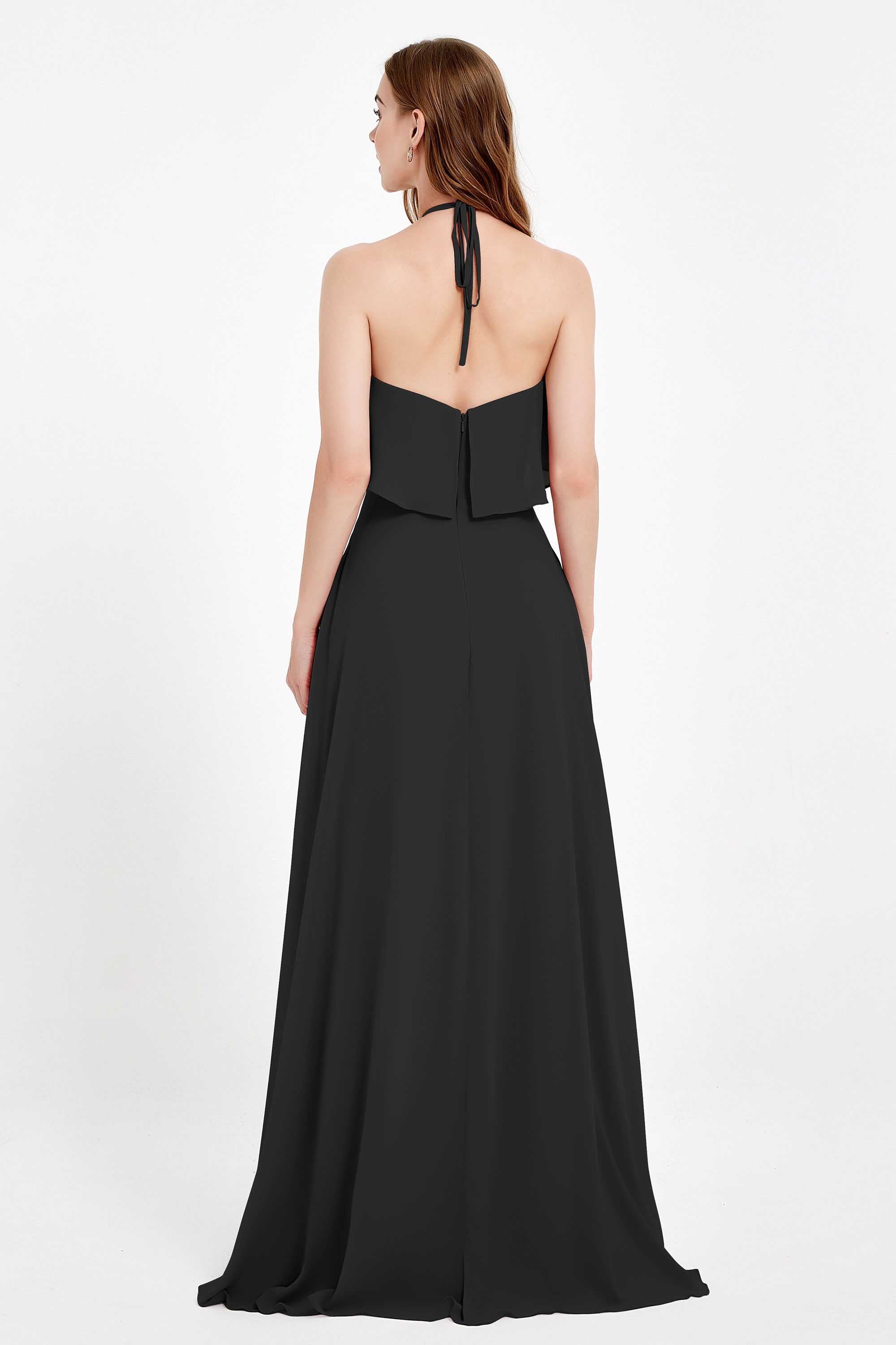 Glamour Chiffon Bridesmaid Dress A Line Sleeveless Ruffles Formal Evening Dresses Gowns
