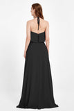 Glamour Chiffon Bridesmaid Dress A Line Sleeveless Ruffles Formal Evening Dresses Gowns