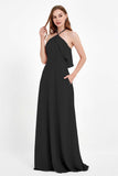 Glamour Chiffon Bridesmaid Dress A Line Sleeveless Ruffles Formal Evening Dresses Gowns
