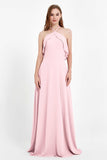 Glamour Chiffon Bridesmaid Dress A Line Sleeveless Ruffles Formal Evening Dresses Gowns