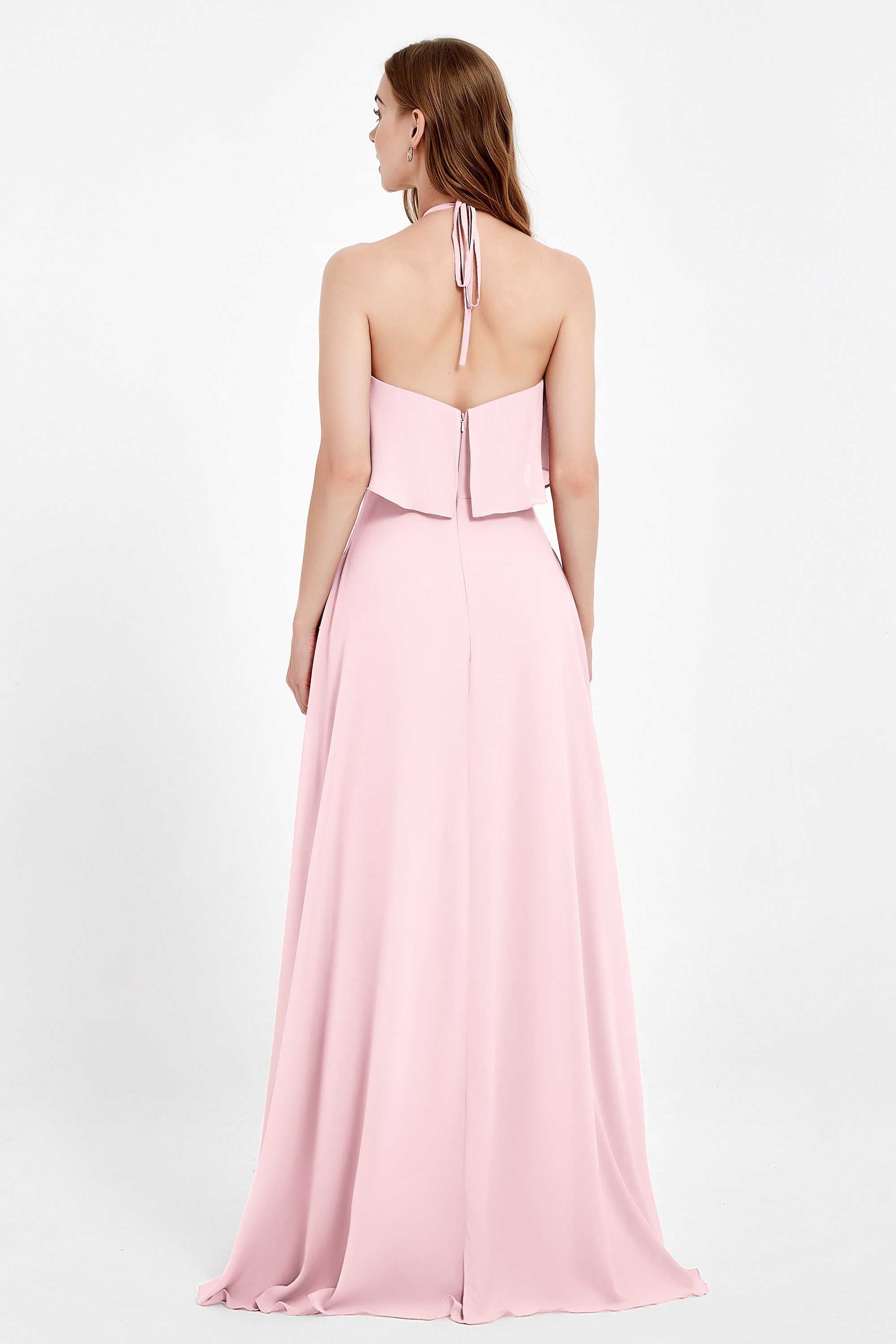 Glamour Chiffon Bridesmaid Dress A Line Sleeveless Ruffles Formal Evening Dresses Gowns