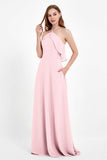 Glamour Chiffon Bridesmaid Dress A Line Sleeveless Ruffles Formal Evening Dresses Gowns