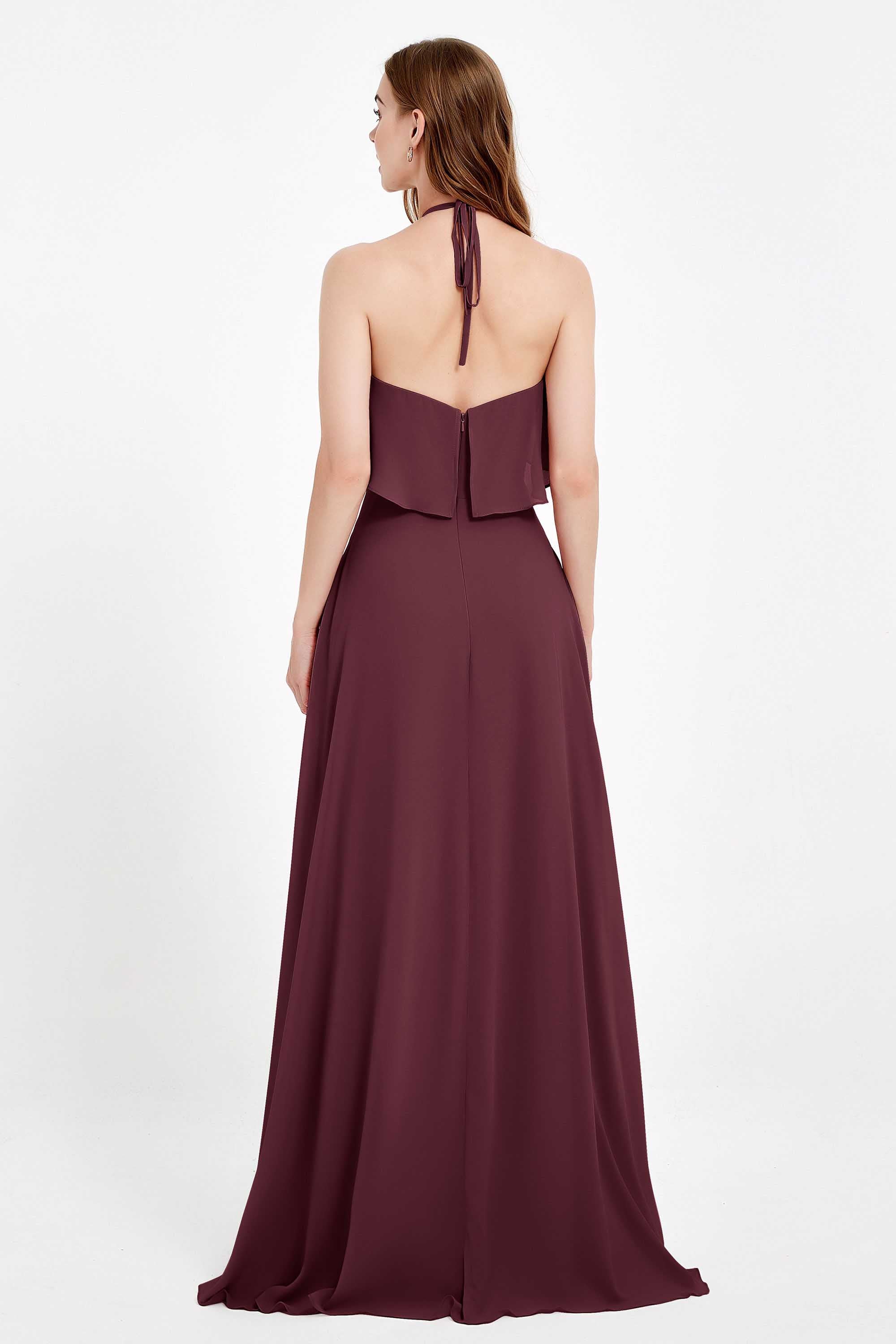 Glamour Chiffon Bridesmaid Dress A Line Sleeveless Ruffles Formal Evening Dresses Gowns
