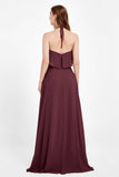 Glamour Chiffon Bridesmaid Dress A Line Sleeveless Ruffles Formal Evening Dresses Gowns