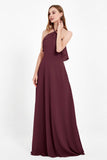 Glamour Chiffon Bridesmaid Dress A Line Sleeveless Ruffles Formal Evening Dresses Gowns