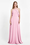 Glamour Chiffon Bridesmaid Dress A Line Sleeveless Ruffles Formal Evening Dresses Gowns