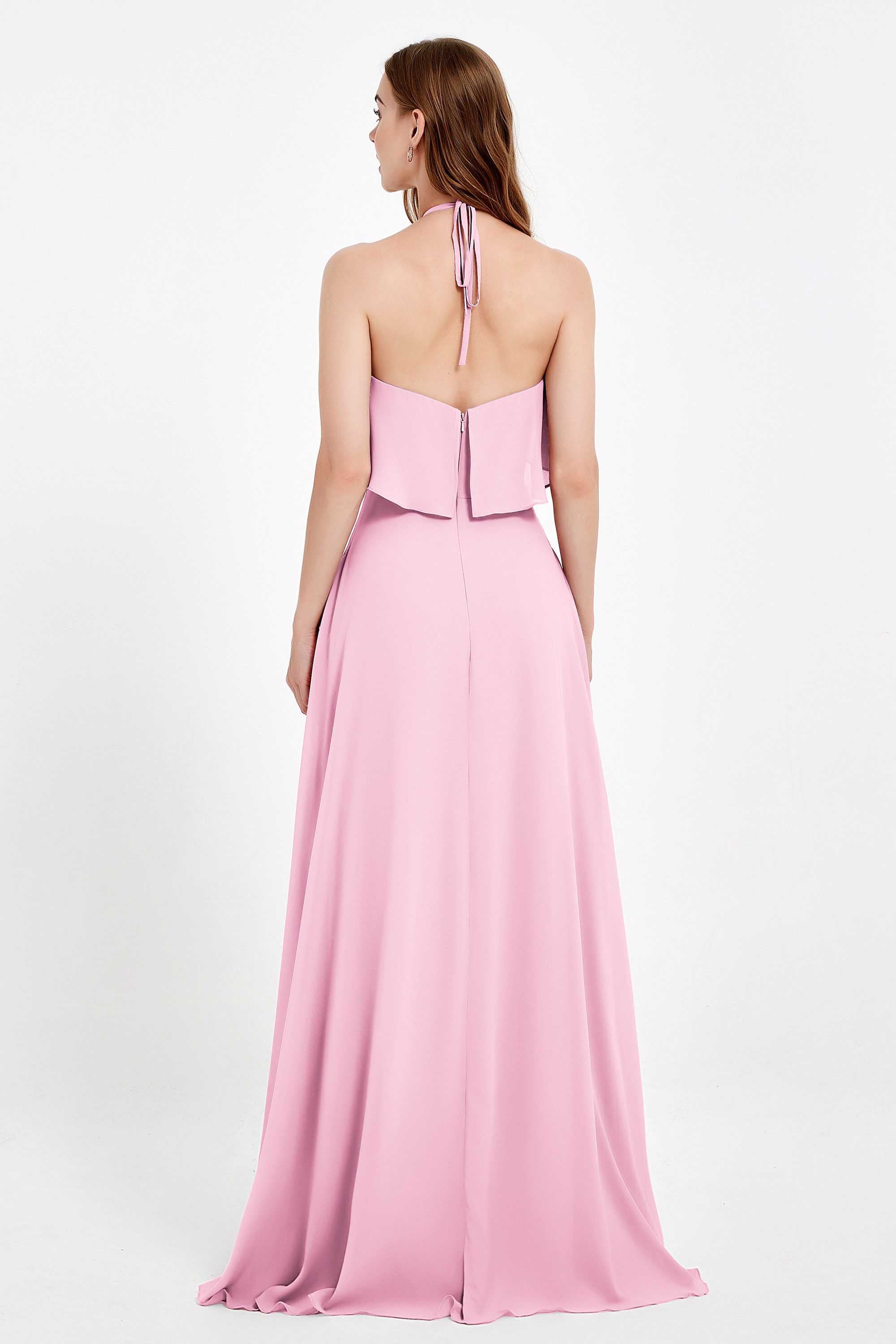 Glamour Chiffon Bridesmaid Dress A Line Sleeveless Ruffles Formal Evening Dresses Gowns