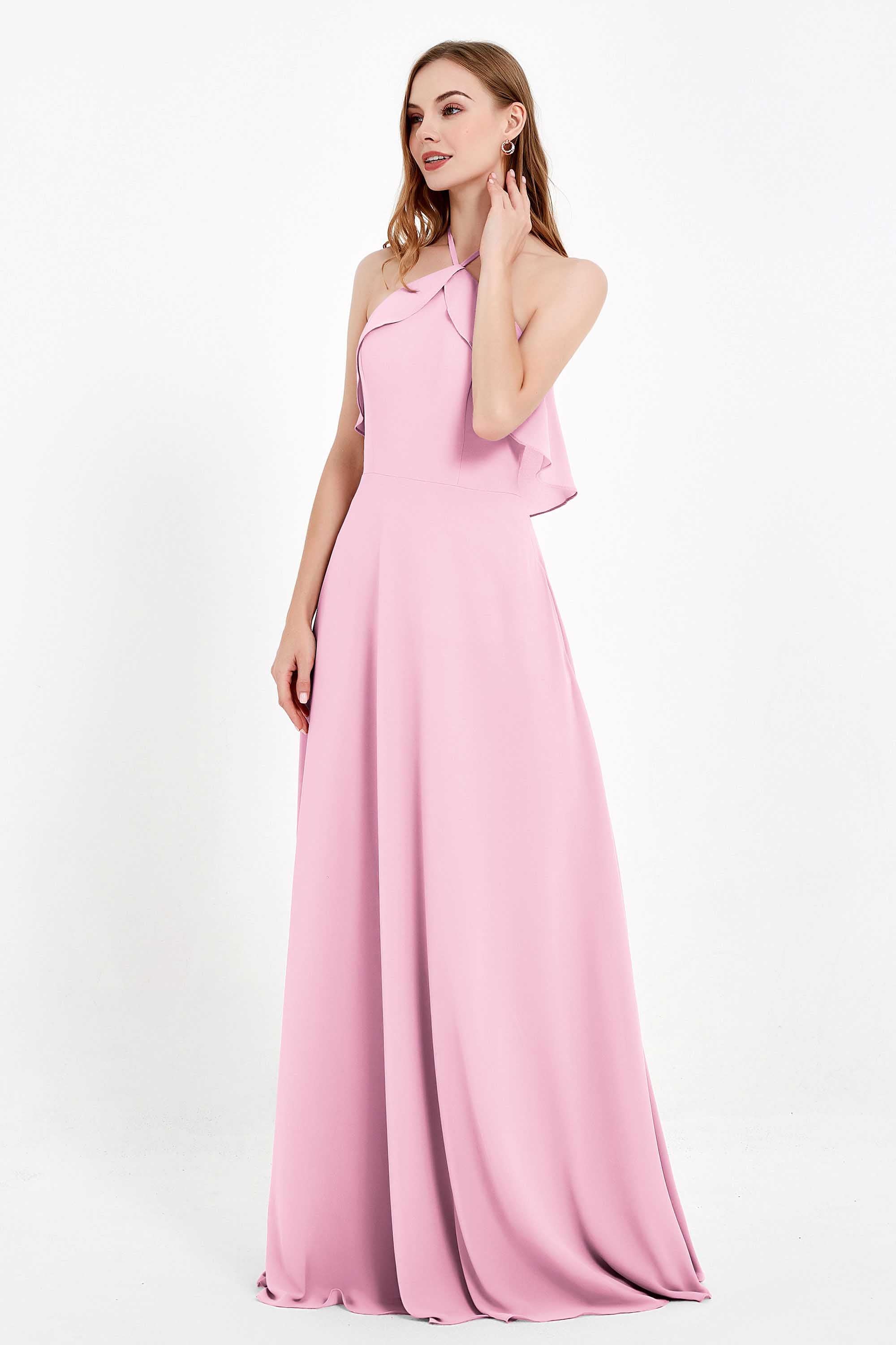 Glamour Chiffon Bridesmaid Dress A Line Sleeveless Ruffles Formal Evening Dresses Gowns