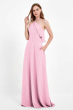 Glamour Chiffon Bridesmaid Dress A Line Sleeveless Ruffles Formal Evening Dresses Gowns