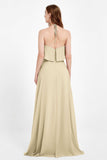 Glamour Chiffon Bridesmaid Dress A Line Sleeveless Ruffles Formal Evening Dresses Gowns