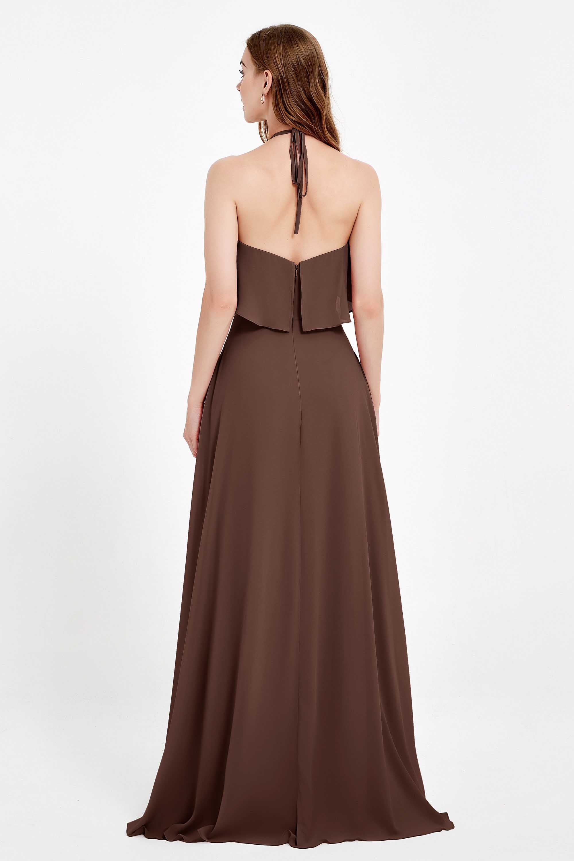 Glamour Chiffon Bridesmaid Dress A Line Sleeveless Ruffles Formal Evening Dresses Gowns