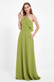 Glamour Chiffon Bridesmaid Dress A Line Sleeveless Ruffles Formal Evening Dresses Gowns