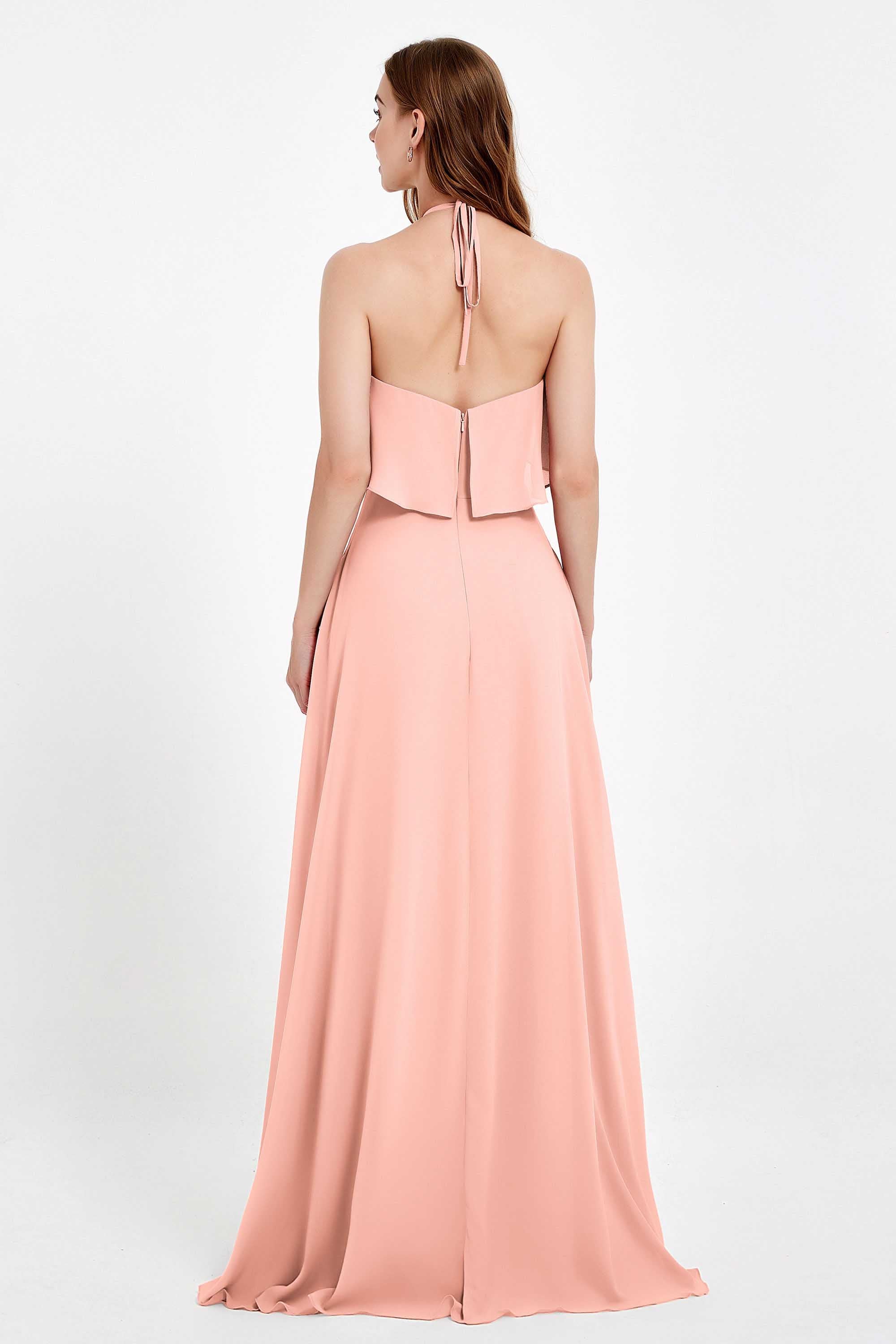 Glamour Chiffon Bridesmaid Dress A Line Sleeveless Ruffles Formal Evening Dresses Gowns