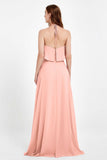 Glamour Chiffon Bridesmaid Dress A Line Sleeveless Ruffles Formal Evening Dresses Gowns