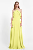 Glamour Chiffon Bridesmaid Dress A Line Sleeveless Ruffles Formal Evening Dresses Gowns