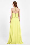 Glamour Chiffon Bridesmaid Dress A Line Sleeveless Ruffles Formal Evening Dresses Gowns