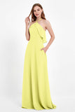 Glamour Chiffon Bridesmaid Dress A Line Sleeveless Ruffles Formal Evening Dresses Gowns