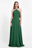 Glamour Chiffon Bridesmaid Dress A Line Sleeveless Ruffles Formal Evening Dresses Gowns