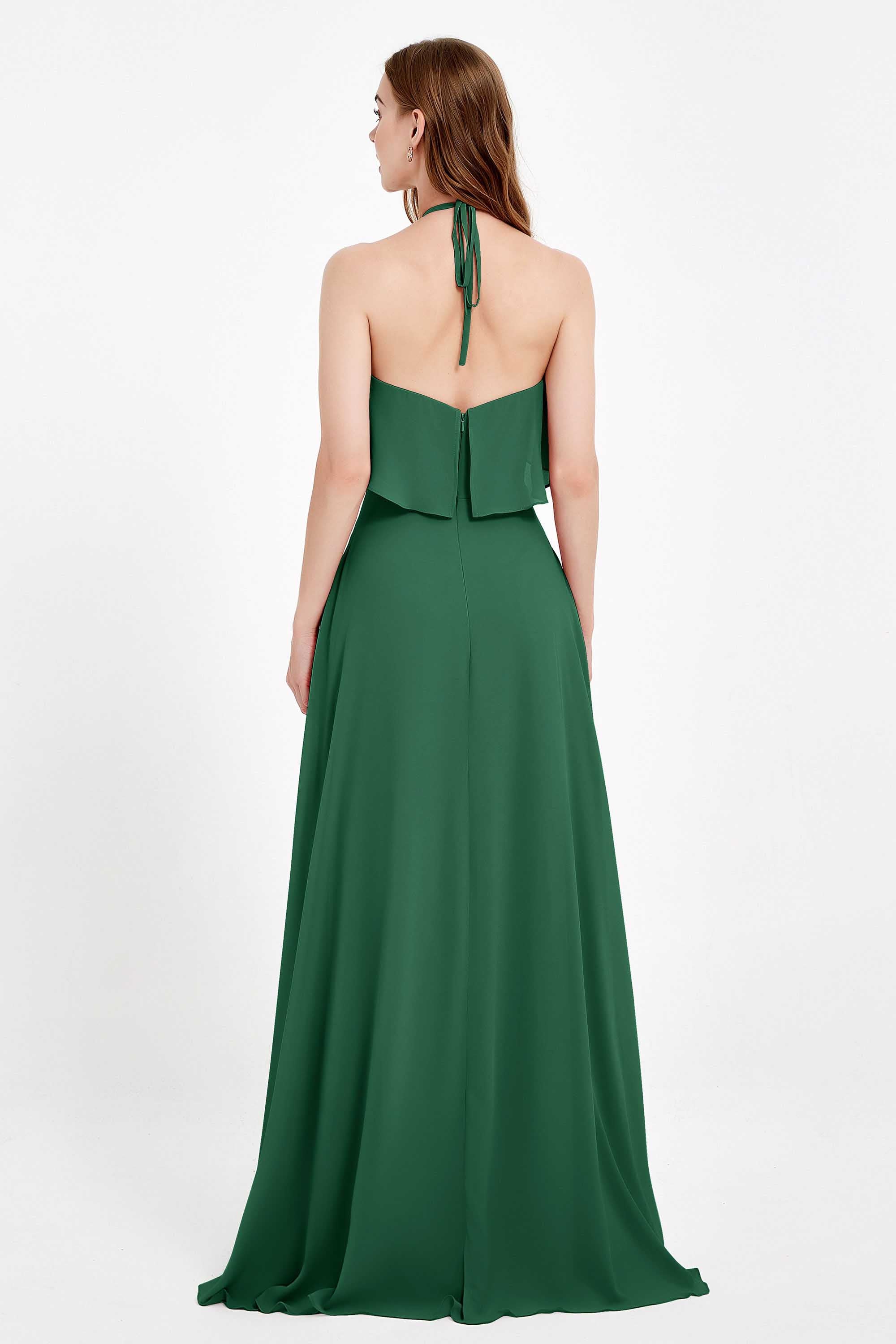 Glamour Chiffon Bridesmaid Dress A Line Sleeveless Ruffles Formal Evening Dresses Gowns