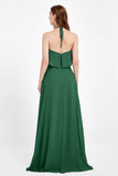 Glamour Chiffon Bridesmaid Dress A Line Sleeveless Ruffles Formal Evening Dresses Gowns