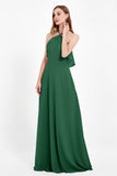 Glamour Chiffon Bridesmaid Dress A Line Sleeveless Ruffles Formal Evening Dresses Gowns