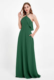 Glamour Chiffon Bridesmaid Dress A Line Sleeveless Ruffles Formal Evening Dresses Gowns