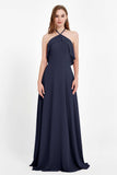 Glamour Chiffon Bridesmaid Dress A Line Sleeveless Ruffles Formal Evening Dresses Gowns