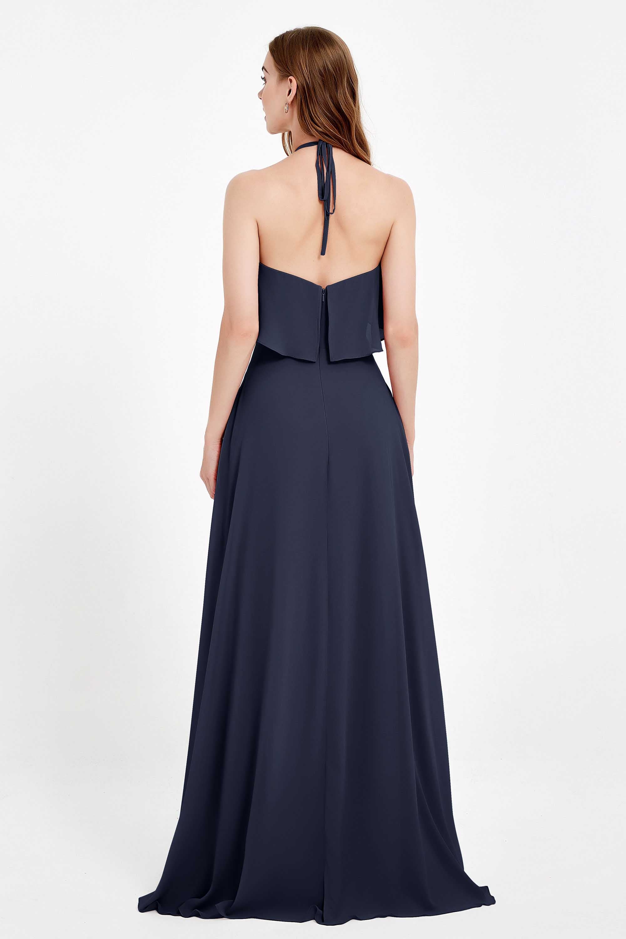 Glamour Chiffon Bridesmaid Dress A Line Sleeveless Ruffles Formal Evening Dresses Gowns