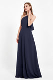 Glamour Chiffon Bridesmaid Dress A Line Sleeveless Ruffles Formal Evening Dresses Gowns