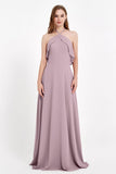 Glamour Chiffon Bridesmaid Dress A Line Sleeveless Ruffles Formal Evening Dresses Gowns