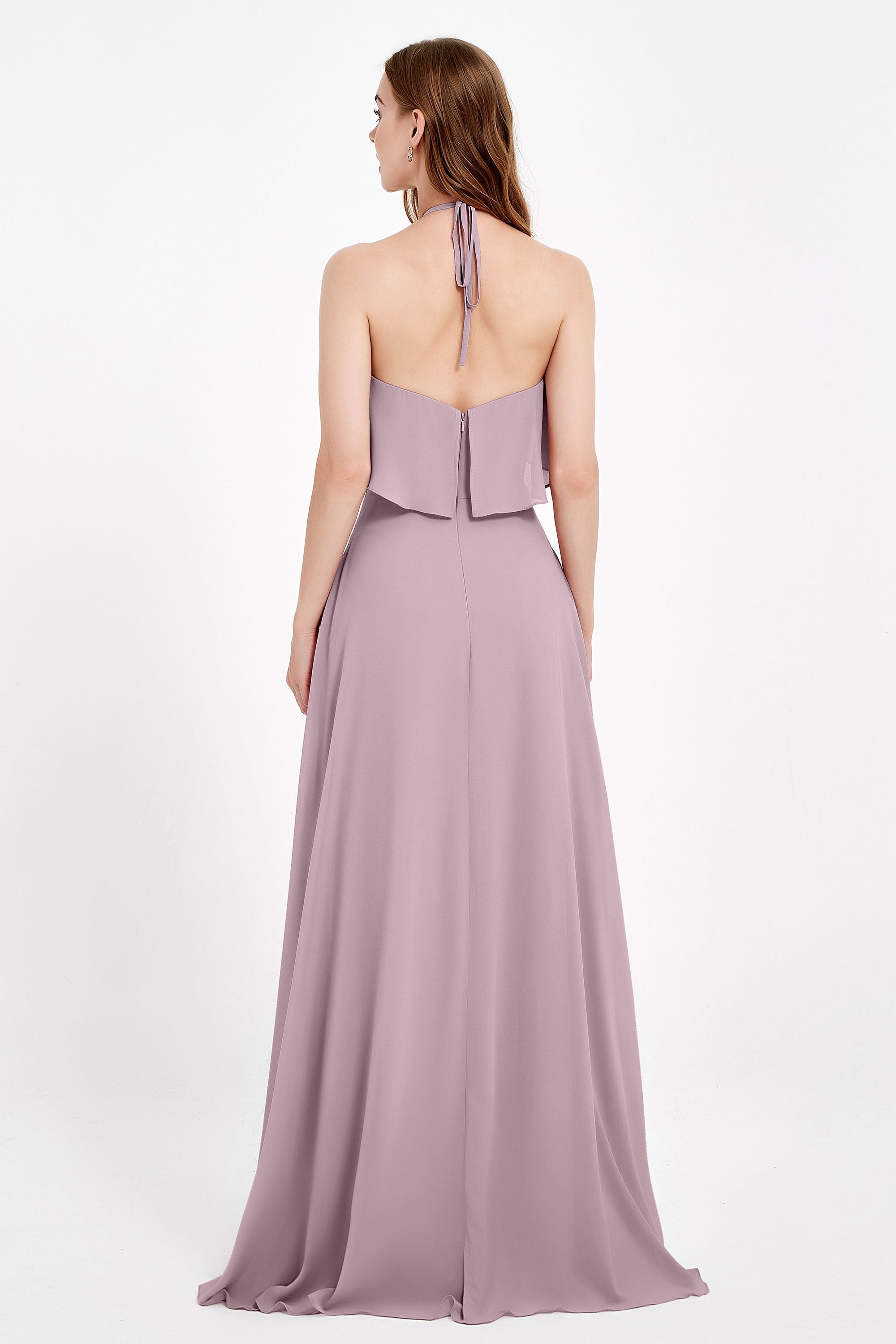Glamour Chiffon Bridesmaid Dress A Line Sleeveless Ruffles Formal Evening Dresses Gowns